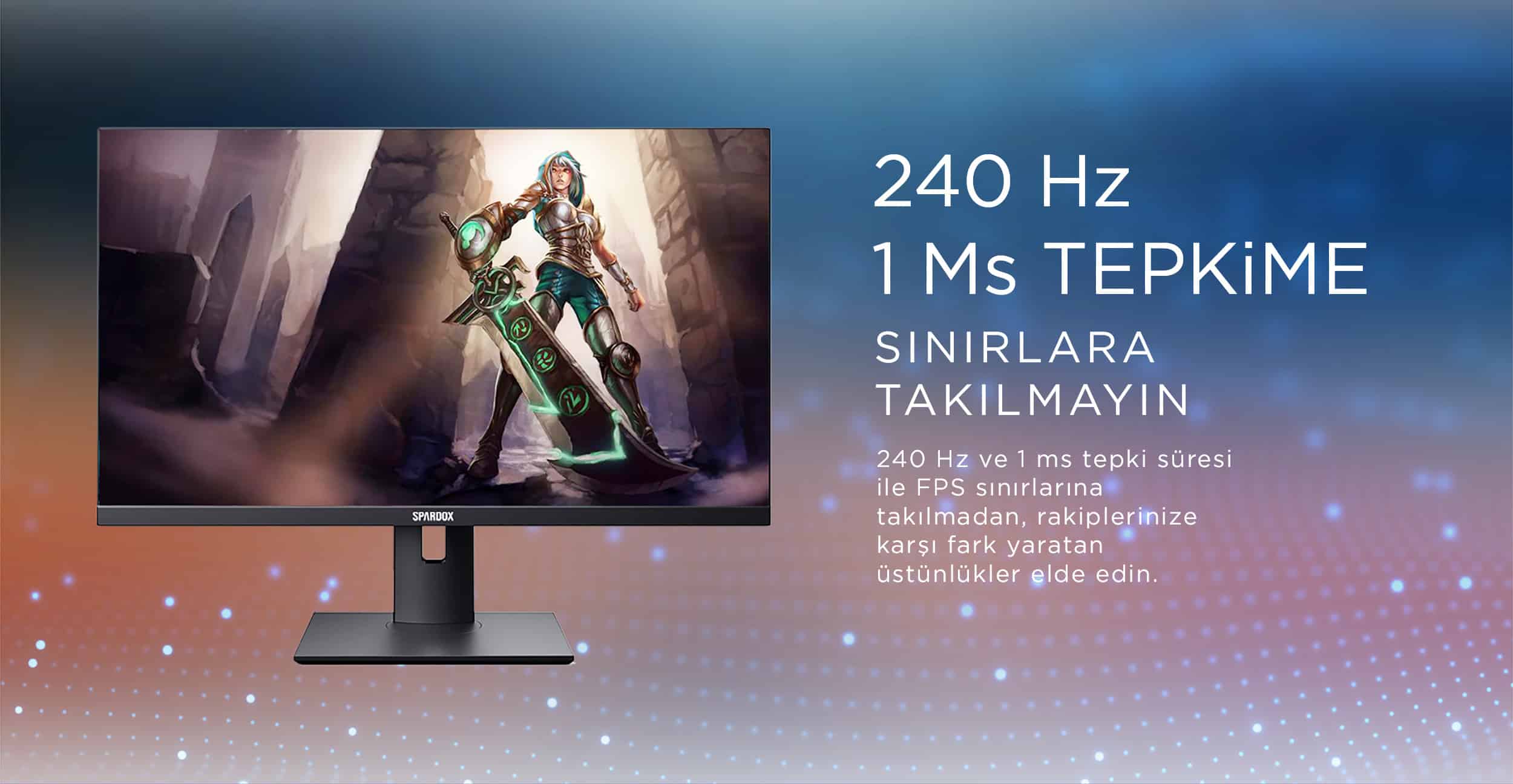 Spardox Gaming SG-27240RP 27" 1ms 240Hz IPS FullHD 2xDP Pivot Oyuncu Monitörü