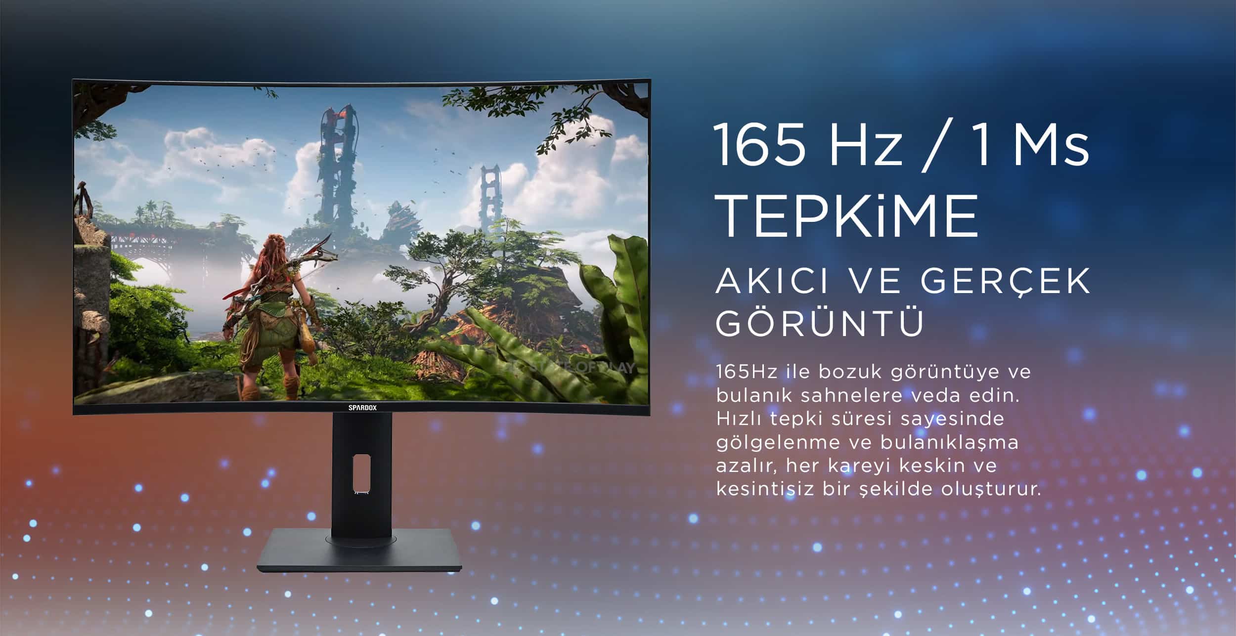 Spardox Gaming Curved SG-32165CRP 32″ 1ms 165Hz VA 1xDP FullHD Pivot Oyuncu Monitörü