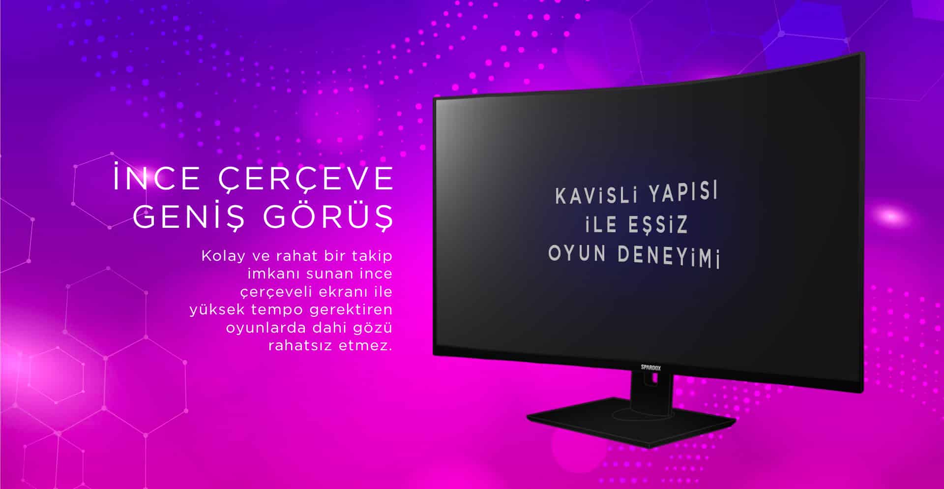 Spardox Gaming Curved SG-32165CRP 32″ 1ms 165Hz VA 1xDP FullHD Pivot Oyuncu Monitörü